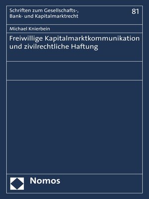 cover image of Freiwillige Kapitalmarktkommunikation und zivilrechtliche Haftung